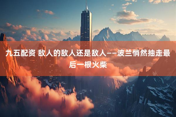 九五配资 敌人的敌人还是敌人——波兰悄然抽走最后一根火柴